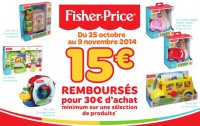 BON PLAN Fisher Price : ODR Noel 15 euros de remboursement pour l’achat de 30 euros