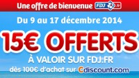 BON PLAN 15 euros offerts sur FDJ par Cdiscount