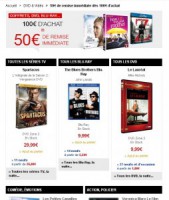 dvd et blu ray pas chers avec 50 euros de remise pour 100 d’achats