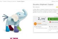 Bon plan cadeau bébé:  doudou à 2.39 euros livraison incluse
