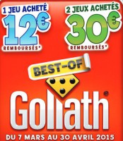 BON PLAN jusqu’à 30 euros remboursé sur les jeux Goliath