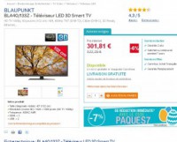Smart tv 3d 40 pouces pas chère à 280 euros