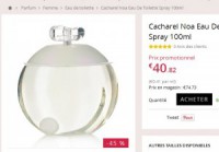 mega affaire parfum, cacharel noa 100ml à moins de 35 euros