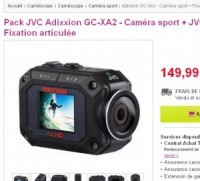 Bon plan caméra sport JVC à 153 euros port inclus