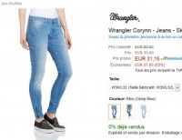 Jeans wrangler femmes skinny pas cher à 31 euros
