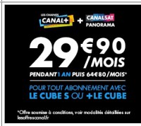Canalplus + canalsat panorama à 29.9 euros par mois durant 1 an