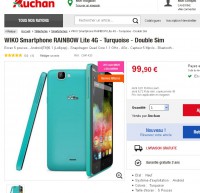 Smartphone 5 pouces wiko rainbow à moins de 80 euros