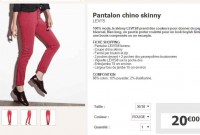 Pantalon chino levis femmes à 20 euros