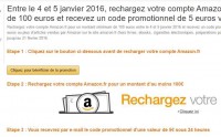 Amazon : 5euros offerts pour un rechargement de 100 euros de son compte client