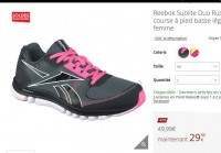 Chaussures running femmes reebok à moins de 30 euros (voire moins de 25)