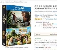 Blu ray 3d pas chers : 14 euros jack et le chasseur de géants 3D + Voyage au centre de la Terre 2