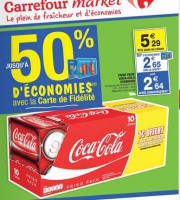 Bon plan coca : 50% sur le coca boite chez carrefour market du 12 au 17 janvier