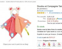 8.5 euros le doudou poignée « doudou et compagnie »
