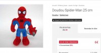 Doudou Spiderman à 6 euros port inclus