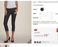 Jeans Guess femmes 7/8eme à moins de 30 euros port inclus