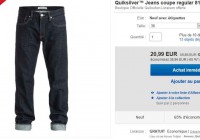 Jeans quiksilver hommes à 20.99 euros port inclus