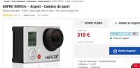 Caméra go pro hero 3+ pas chère qui revient à 192 euros