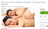 Paris : massage 30mn à 17€ , 1h à 29,9€