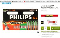 1.5€ les 12 piles AAA Philips