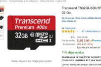 Pas chère la carte mémoire micro sd 32go transcend à 8.99€ sur amazon