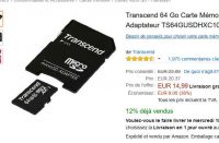 Carte mémoire micro sd 64go transcend à moins de 14€ ( amazon premium)