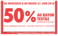 Journées U : -50% au rayon textile en bon d’achat