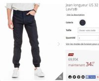 Jeans levi’s pour hommes à moins de 35€ dans les soldes