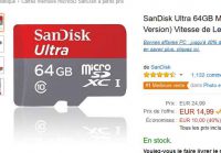 12.99€ la carte mémoire micro sd 64go sandisk