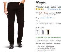 Jeans wrangler pour hommes à 28€