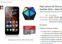 Bon plan smartphone : pack lenovo k5 + moto stream + carte mémoire 32go à 177€