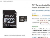 16€ la carte mémoire micro sd pny 64go