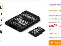 Carte mémoire micro sd 16go kingston pas chere à 4.5€ port inclus
