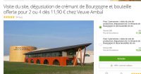 Visite Cremant de Bourgogne Veuve Ambal à moitié prix et bouteille offert