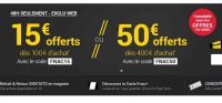 Fnac adherent : 15€ offerts pour 100 d’achats , 50 pour 400€