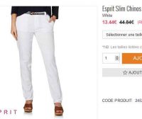 Pantalon Chino Esprit pour femmes pas cher à 12€ port inclus