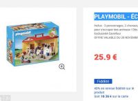 Jouet : écurie transportable playmobil qui revient à 15€ (carrefour)