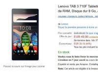 Bonne affaire Tablette Lenovo Tab3 7 pouces à 49.99€ (entre 80 – 90 ailleurs)