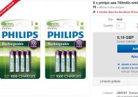 Piles rechargeables pas cheres : 7.38€ les 8 piles AAA philips 700mah