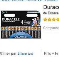 Pack de 12 piles Duracell Ultra Power à 6,90 euros AMAZON
