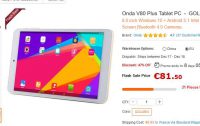Tablette windows / android onda v80 plus à 87.5€ ( Europe)
