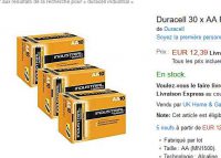 30 piles Duracell Industrial AA pour 12.39€