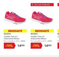 Chaussures reebok training femmes à 14.99€ (en 39 et 42)