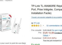 Pas cher : 15€ le repeteur wifi tplink avec prise reseau et prise secteur