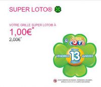 Ticket de loto à moitié prix (1€) pour le tirage du vendredi 13 janvier