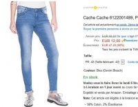 Jeans cache cache pour femmes à 12€
