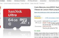 Carte mémoire micro sd 64go classe 10 sandisk à 17.9€ ( amazon)