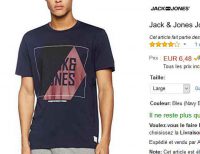 Moins de 4€ le tee shirt Jack Jones pour hommes ( panier plus)