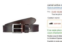 18.8€ la ceinture en cuir hommes camel active