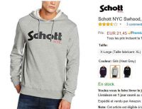 Sweat à capuche Schott pour hommes autour de 20€