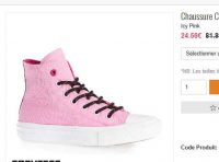 Chaussures converse montantes rose pour femmes à 24.5€